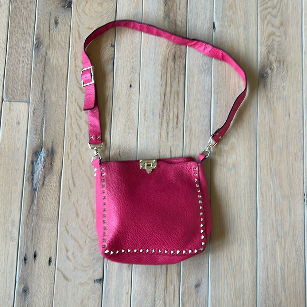 Valentino Rockstud hobo cross body.  Pink/Rose color.